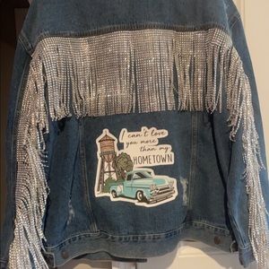 Jean jacket with fringe